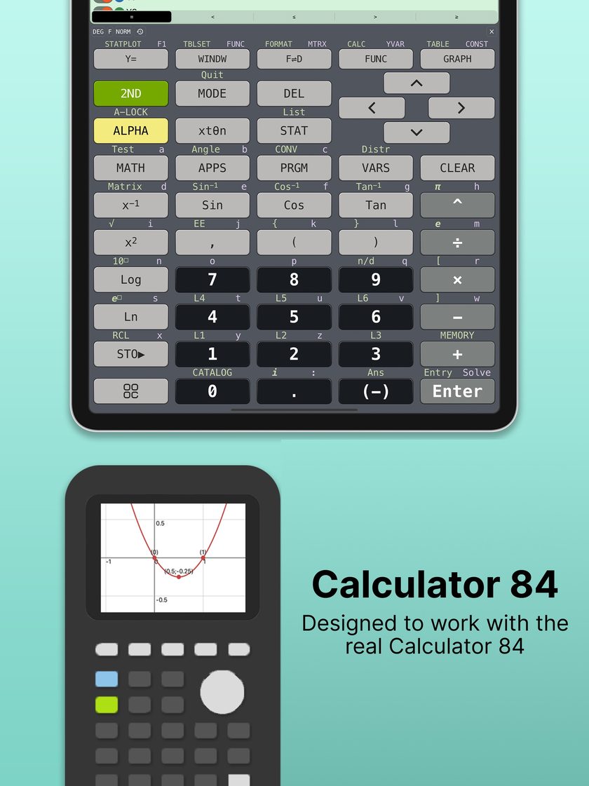 Calculator 84 on iPad, with the full calculator keypad